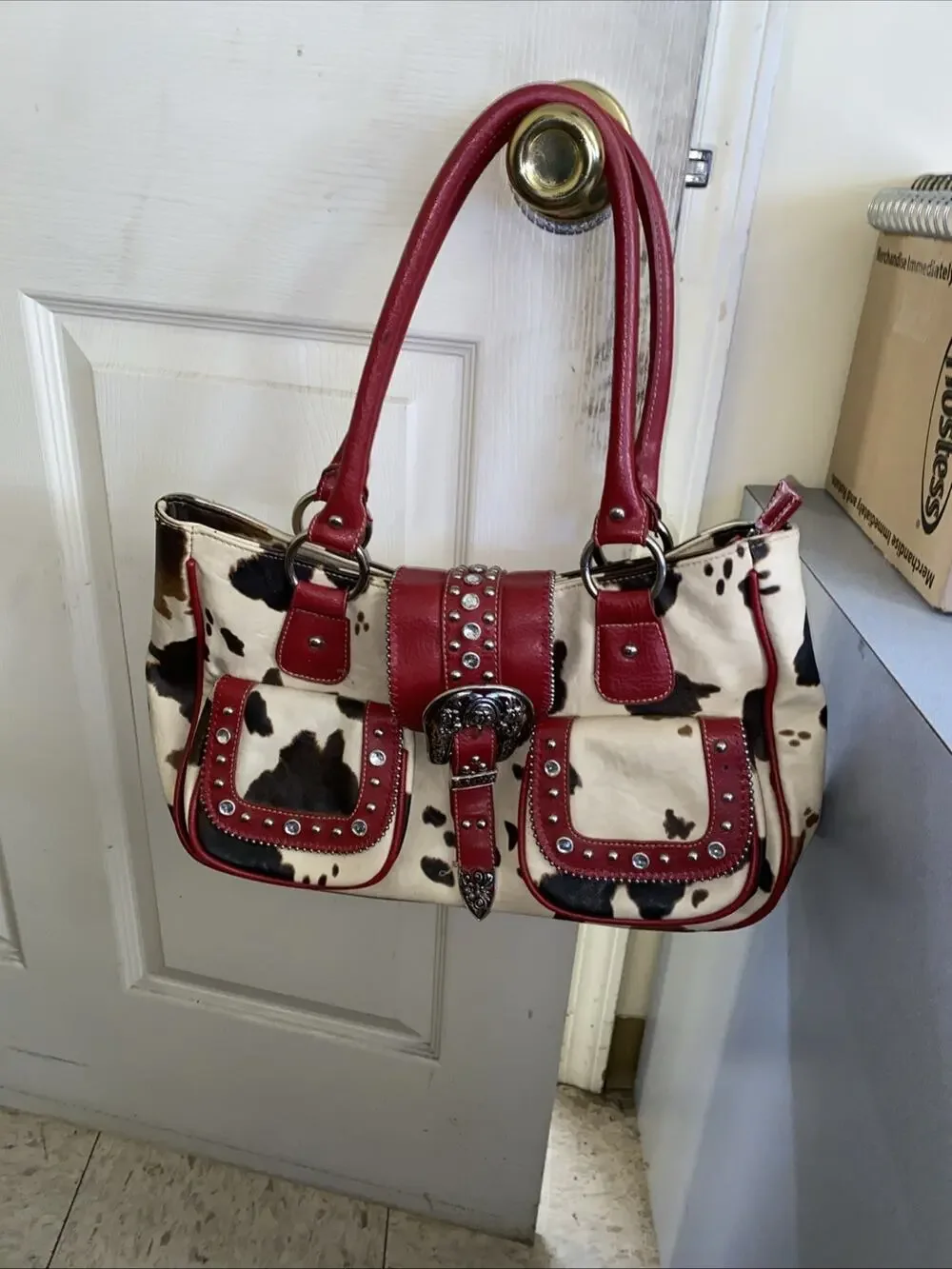 country road cow print purse handbag